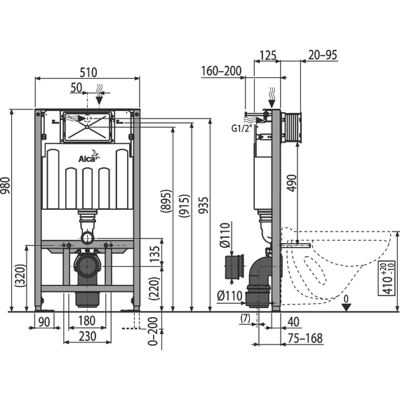 Инсталляция для подвесного унитаза Alcaplast AM101/1000 Sadroмodul - фото 3