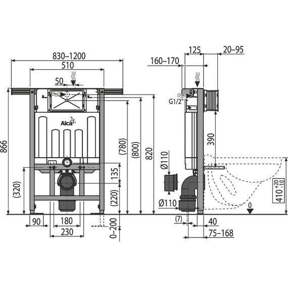 Инсталляция для подвесного унитаза Alcaplast AM102/850 Jadroмodul - фото 3