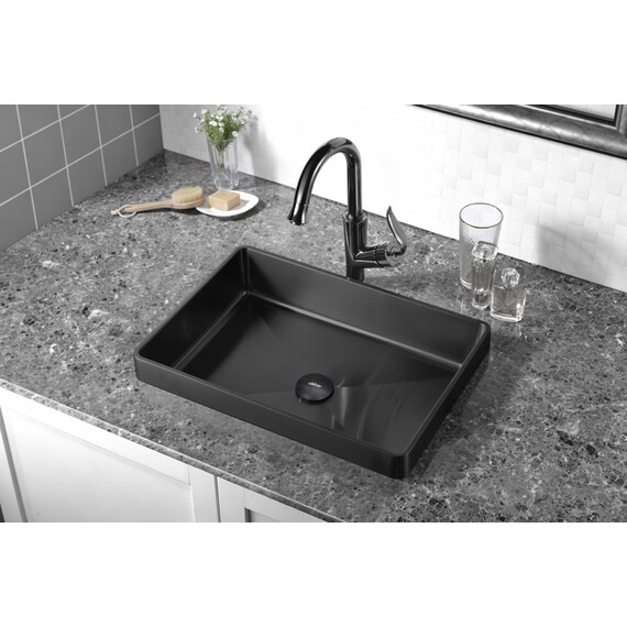 Раковина врезная на столешницу Abber Wasser Kreis 51 см AF2401MB, чёрный матовый - фото 