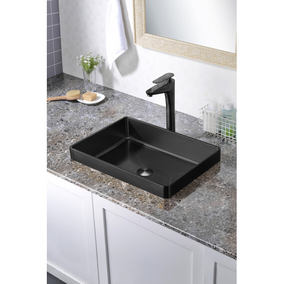 Раковина врезная на столешницу Abber Wasser Kreis 51 см AF2401MB, чёрный матовый - фото 2