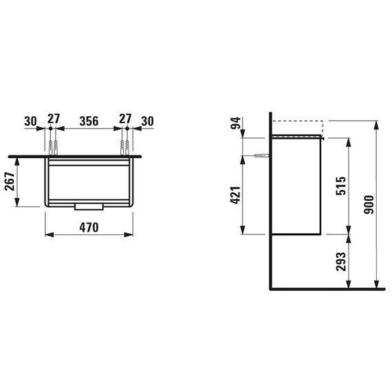 Тумба подвесная с раковиной Laufen Base 47 см 4.0210.1.110.260.1 (раковина Laufen Pro S 8.1595.5.000.104.1) белый матовый - фото 4