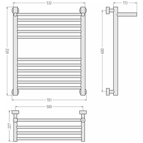 Полотенцесушитель водяной Сунержа Богема PRO с полкой П11 500x600 мм 020-0461-6050, шампань - фото 4