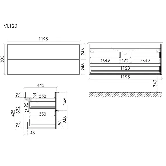 Тумба подвесная с раковиной Sancos Вельта (Velta) 120 см VL120WG (раковина Grace CN7017) тёплый серый - фото 12