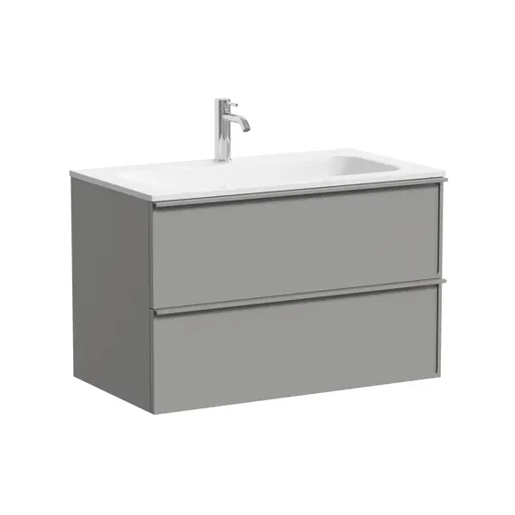 Тумба подвесная с раковиной Sancos Вельта (Velta) 80 см VL80WG (раковина Grace CN7012) тёплый серый - фото 3