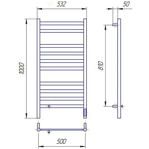Полотенцесушитель электрический Lemark Сибирь П10 500x1000 мм LM17105BL, чёрный матовый - фото 10