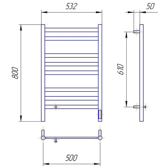 Полотенцесушитель электрический Lemark Сибирь П8 500x800 мм LM17185BL, чёрный матовый - фото 10