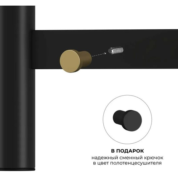 Полотенцесушитель электрический Lemark Сибирь П10 500x1000 мм LM17505BL, чёрный матовый - фото 6
