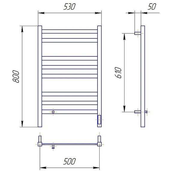 Полотенцесушитель электрический Lemark Тропик П8 500x800 мм LM70185BL, чёрный матовый - фото 10