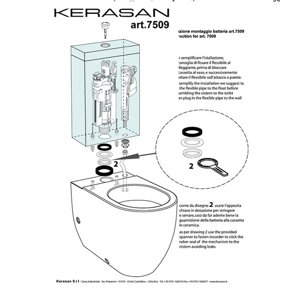 Механизм двойного слива с нижним подводом воды Kerasan Retro 750993, бронза - фото 3