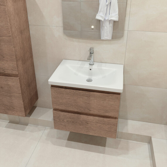 Тумба подвесная с раковиной Caprigo Форте 65 см 36110-RF15, красное дерево - фото 3
