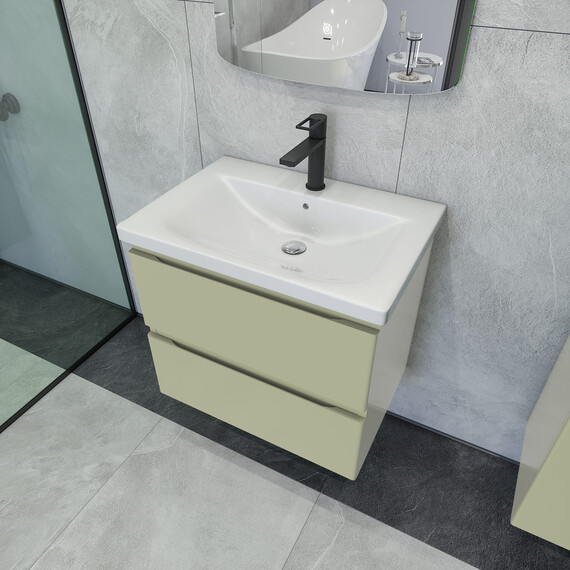 Тумба подвесная с раковиной Caprigo Форте 65 см 36110-SF024, зеленый - фото 3