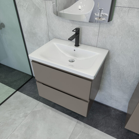 Тумба подвесная с раковиной Caprigo Форте 65 см 36110-SF025, коричневый - фото 3