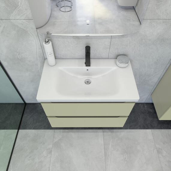 Тумба подвесная с раковиной Caprigo Форте 80 см 36112-SF024, зеленый - фото 3