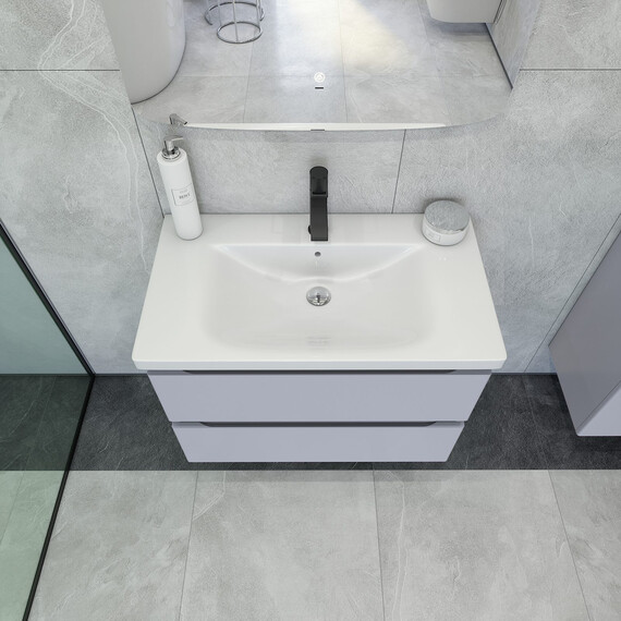 Тумба подвесная с раковиной Caprigo Форте 80 см 36112-SF028, серый - фото 3