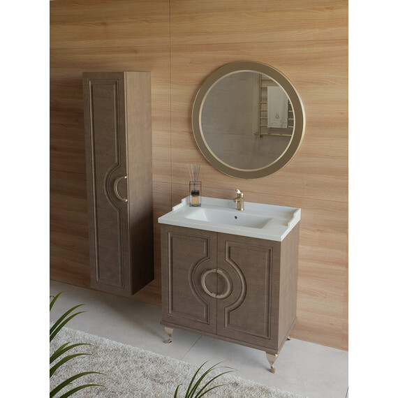 Тумба напольная с раковиной-столешницей Caprigo Валлетта 80 см 35312-RF16, тёмное дерево - фото 4