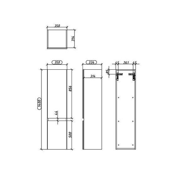 Пенал подвесной Caprigo Форте 35 см 36150L-SF028, серый - фото 4