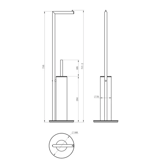 Стойка с держателем и ёршиком Wonzon & Woghand WW-V4602-RG, цвет глянцевое розовое золото - фото 2