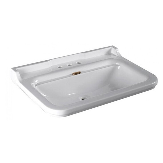 Раковина подвесная Kerasan Waldorf 80 см 4141K1bi/cr*3 (заглушка для перелива 811393br) белый/бронза - фото 