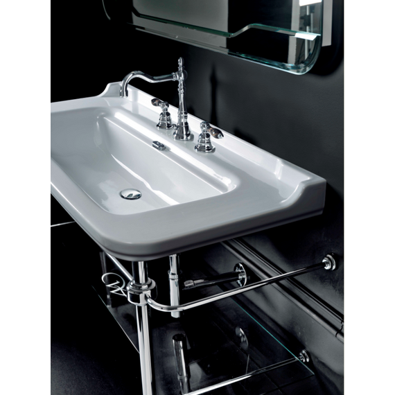 Раковина с консолью Kerasan Waldorf 120 см 4144K1bi/cr*1 (консоль 9203K1cr) белый/хром - фото 2