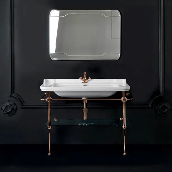 Раковина с консолью Kerasan Waldorf 120 см 4144K1bi/cr*1 (консоль 9203K3br) белый/бронза - фото 