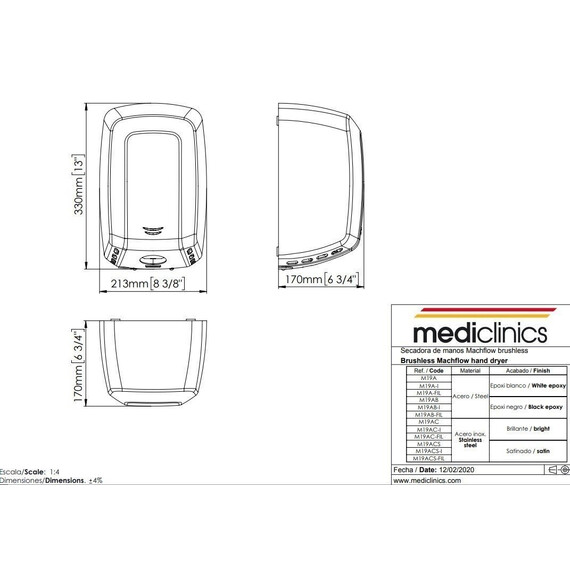 Сушилка для рук Mediclinics Machflow M19ACS, цвет нержавеющая сталь - фото 2