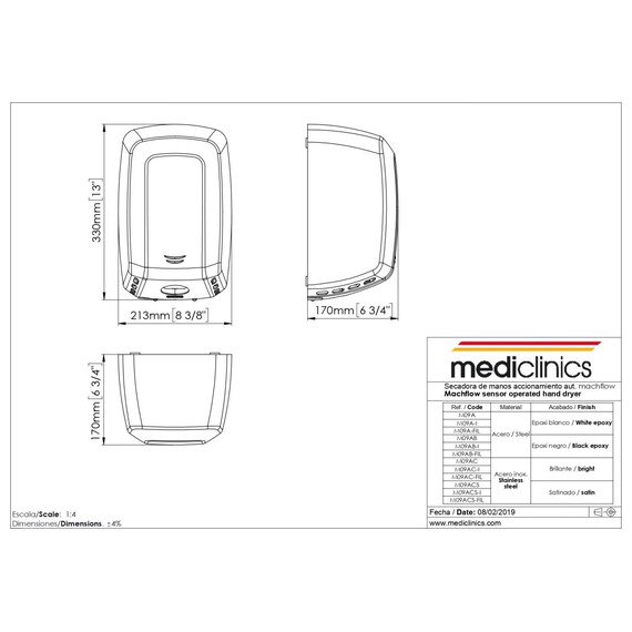 Сушилка для рук Mediclinics Machflow M09ACS, цвет нержавеющая сталь - фото 2