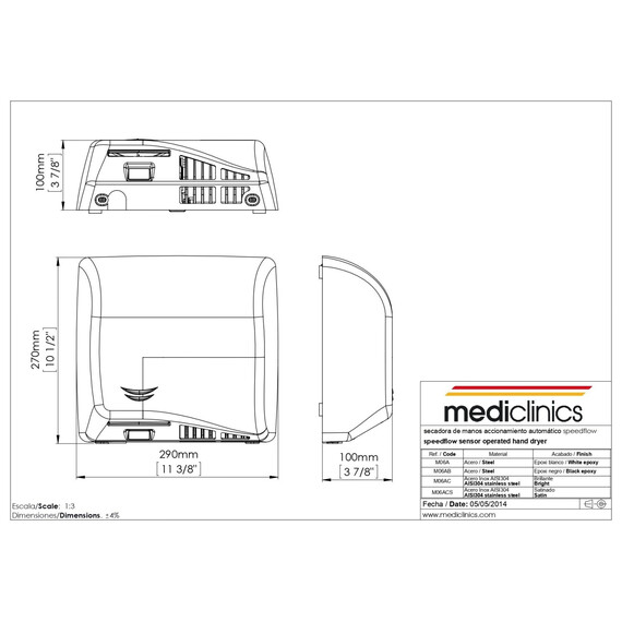 Сушилка для рук Mediclinics Speedflow M06ACS, цвет нержавеющая сталь - фото 2