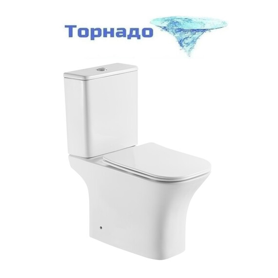 Унитаз-компакт безободковый Grossman Classic GR-4464SQ-K26 с тонкой крышкой микролифт (Система смыва торнадо) - фото 