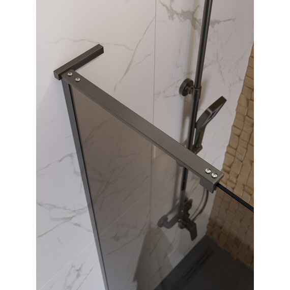 Душевая перегородка BelBagno 100 см UNO-L-1-TB-100-BR-GM (стекло 8 мм) оружейная сталь/бронза - фото 3