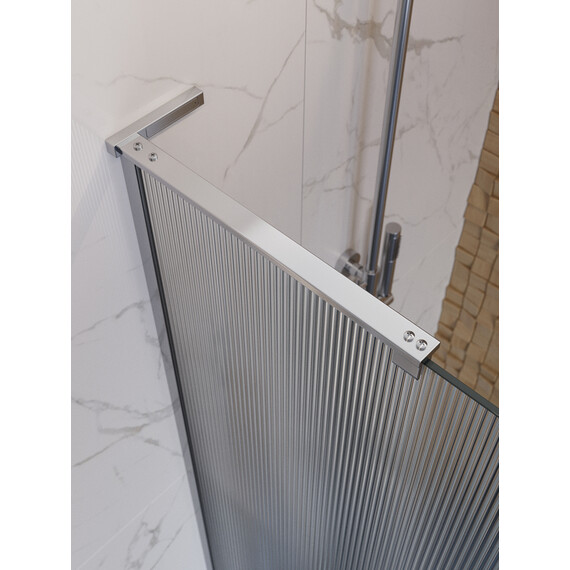 Душевая перегородка BelBagno 90 см UNO-L-1-TB-90-FL-Cr (стекло 8 мм) хром/рифленое - фото 3
