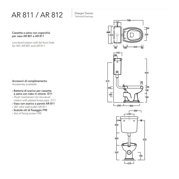Унитаз-компакт Simas Arcade AR811bi (бачок AR812 bi, низкая труба с механизмом слива D11br) белый/бронза - фото 3