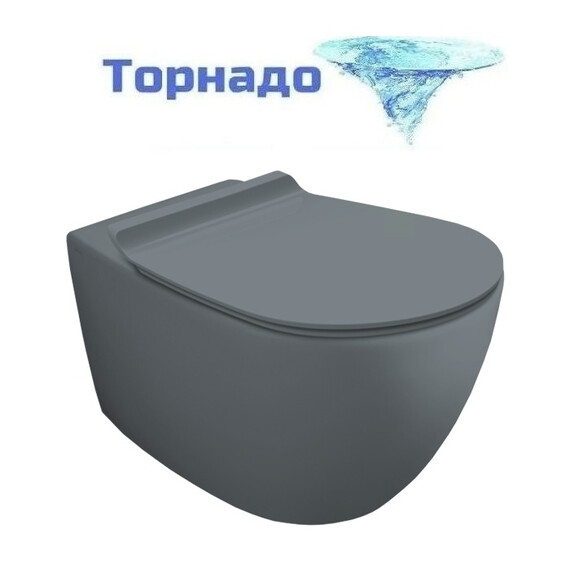 Унитаз подвесной безободковый Simas VignoniVI18VERT cemento matt (система смыва Торнадо), Цвет производителя: серый - фото 