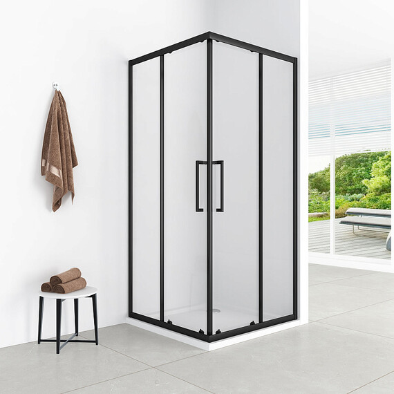 Душевое ограждение Loranto Sunway 100x100 см CS-AB01B-100, чёрный матовый/прозрачное - фото 2
