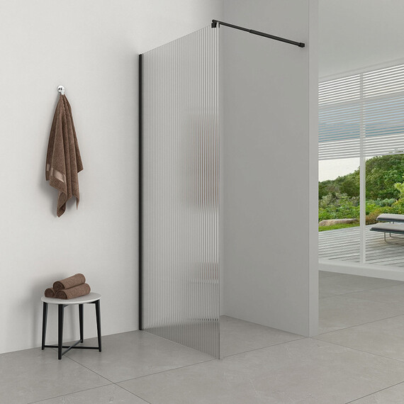 Душевая перегородка Loranto Walk-in 100 см CS-Z02B-100 (стекло 8 мм) чёрный матовый/рифленое - фото 2