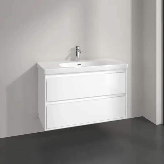 Тумба подвесная с раковиной-столешницей Villeroy&Boch Skyla 100 см C79900VE (раковина 5A51A501) brilliant white - фото 6