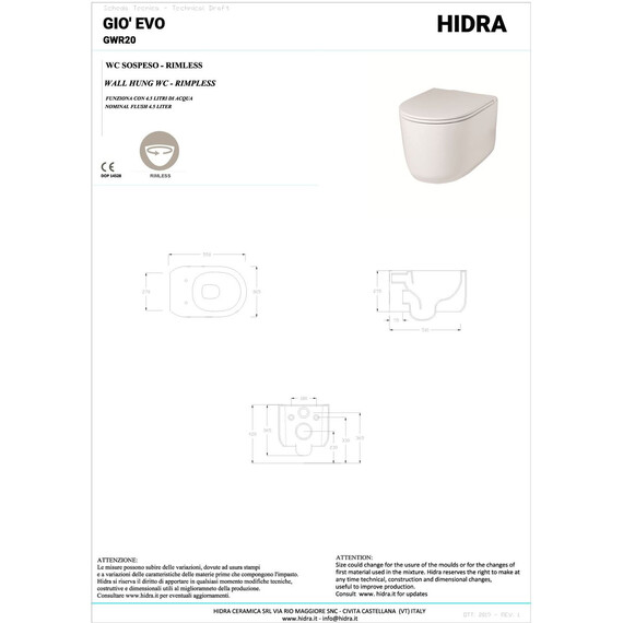 Унитаз подвесной безободковый Hidra Gio GWR20SET/001 с тонкой крышкой микролифт - фото 7
