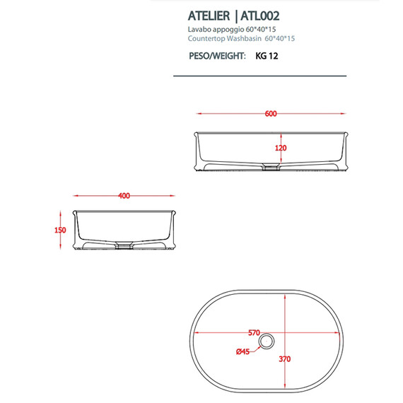 Раковина-чаша ArtCeram Atelier 60 см ATL002 17 00, чёрный матовый - фото 2