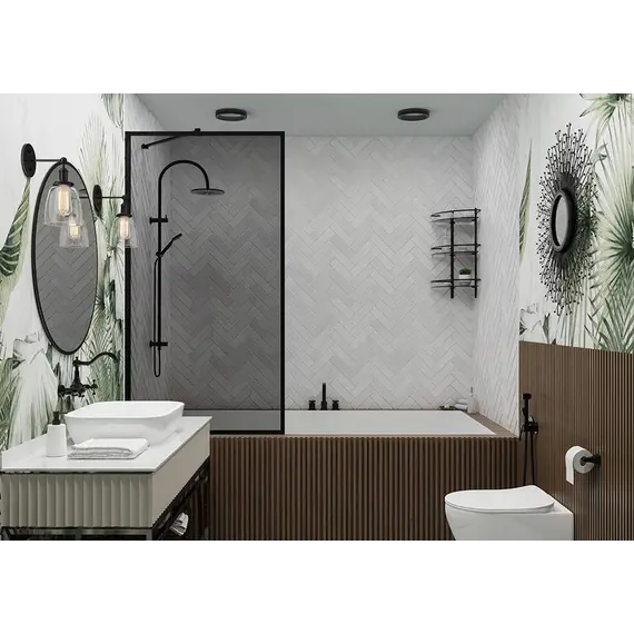 Шторка для ванны Veconi 90 см PL85B-90-05-C8, чёрный матовый/тонированное - фото 3