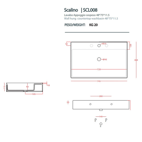Раковина-чаша ArtCeram Scalino 75 см SCL008 01 00, белый - фото 3