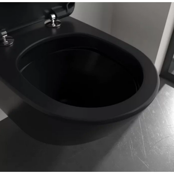Унитаз подвесной безободковый Villeroy&Boch Antao 4674T0R7, CeramicPlus (система смыва Торнадо) Pure Black - фото 4