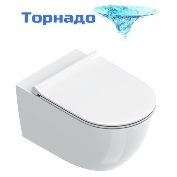 Унитаз подвесной безободковый Catalano Sfera 0511750001 (Система смыва торнадо) - фото 
