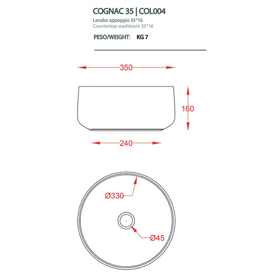 Раковина-чаша ArtCeram Cognac 35 см COL004 17 00, чёрный матовый - фото 2