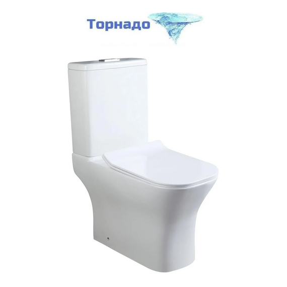 Унитаз-компакт Aquatek Тея Квадро AQ2702T-00 с тонкой крышкой микролифт (система смыва Торнадо) - фото 