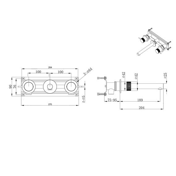 Смеситель для раковины настенный Abber Emotion 316 AF88121BG-M (со скрытой частью) брашированное золото - фото 3