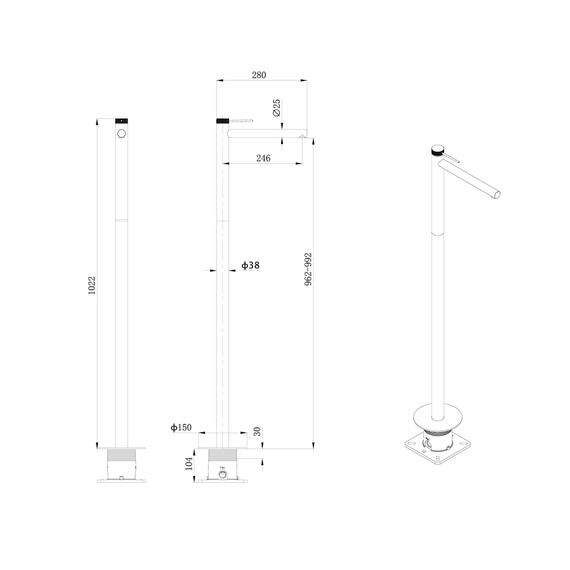 Смеситель для раковины напольный Abber Emotion 316 AF8843BST (со скрытой частью) брашированная сталь - фото 3
