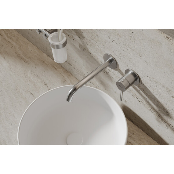 Смеситель для раковины настенный Abber Wasser Kreis 316 AF8112BST-M (со скрытой частью) брашированная сталь - фото 2