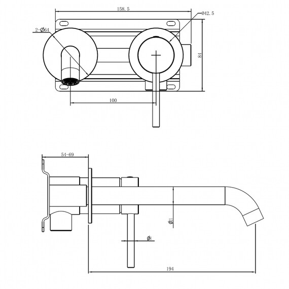 Смеситель для раковины настенный Abber Wasser Kreis 316 AF8112BST-M (со скрытой частью) брашированная сталь - фото 13
