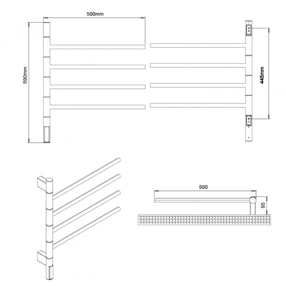 Полотенцесушитель электрический Abber Universal П4 500x590 мм AH4504 - фото 6