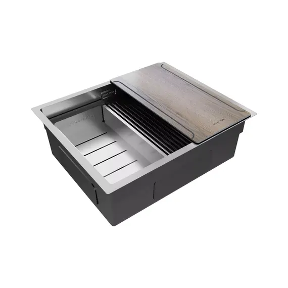 Кухонная мойка Paulmark NEXT-MULTI SINK 54-L UNI 1,2 мм PM785445-L-BS, брашированная сталь - фото 3