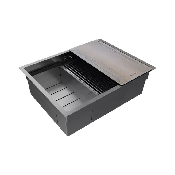 Кухонная мойка Paulmark NEXT-MULTI SINK 58-L UNI 1,2 мм PM785845-L-GM, вороненая сталь - фото 2